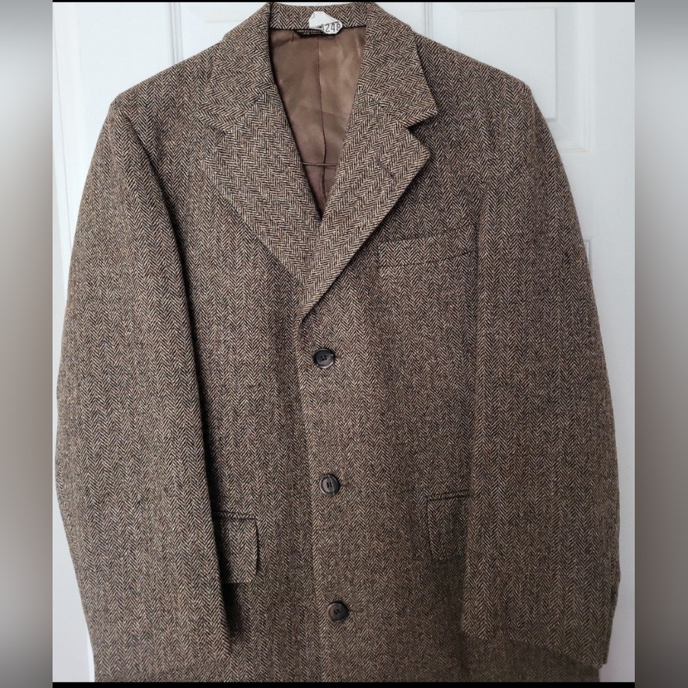 John Weitz by Palm Beach men's coat multicolor herringbone 100% wool 46 - Picture 12 of 12